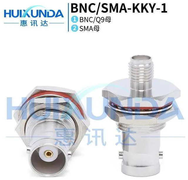 Alt view image 4 of 5 - BNC/SMA-KKY-1 BNC female to SMA female through wall type with nut fixed SMA/BNC-KKY connector