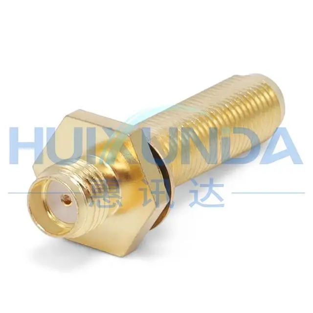 Alt view image 5 of 6 - SMA-KKY-3 SMA female to female extended nut fixed panel through wall KYK double female head through connector