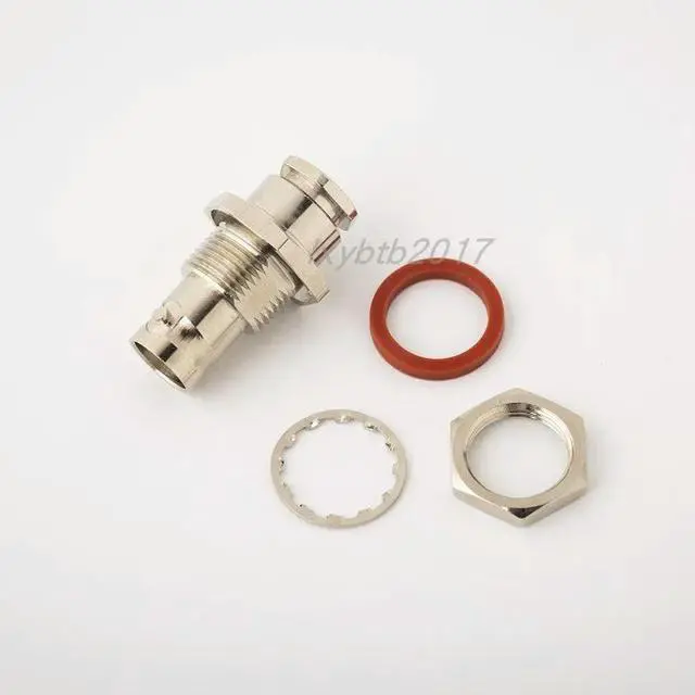 Alt view image 6 of 6 - BNC-KY3 hexagonal panel connector BNC-C-KY1.5 through wall nut fixed waterproof female seat crimp RG316