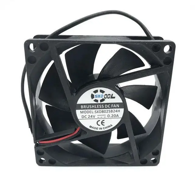 Alt view image 2 of 3 - SXD8025B24H 80*80*25mm Dual Ball Bearing DC 24V 0.20A 2P 3800RPM 51CFM Axial Case Cooling Fan