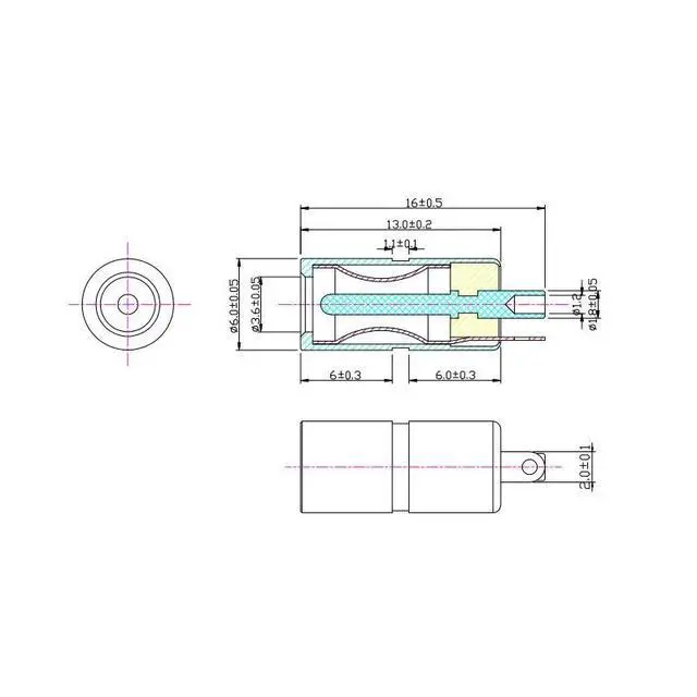 Alt view image 2 of 3 - DC083 with grounding pin 3.5*1.3 all copper 3.5 * 1.35MM DC-083 charging socket base