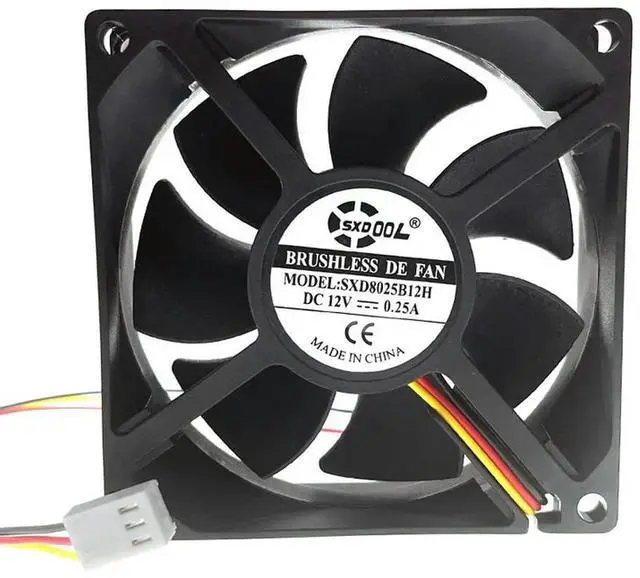 Alt view image 2 of 3 - 80mm 12V Dual Ball Bearing Computer PC Cooling Fan,80X80X25mm 8025 0.27A 4000RPM 3 Wire 3-P 3pin High Speed Cooler