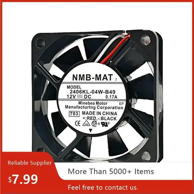 Alt view image 2 of 3 - for 2406KL-04W-B49 6015 Fan - 12V 0.17A, Dual Ball Bearing 60x60x15mm 4500RPM Axial Fan