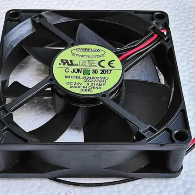Alt view image 2 of 3 - 80mm 24V Axial Case Cooling Fan for Everflow R248025SU Hydraulic Bearing Server, Industrial Equipment
