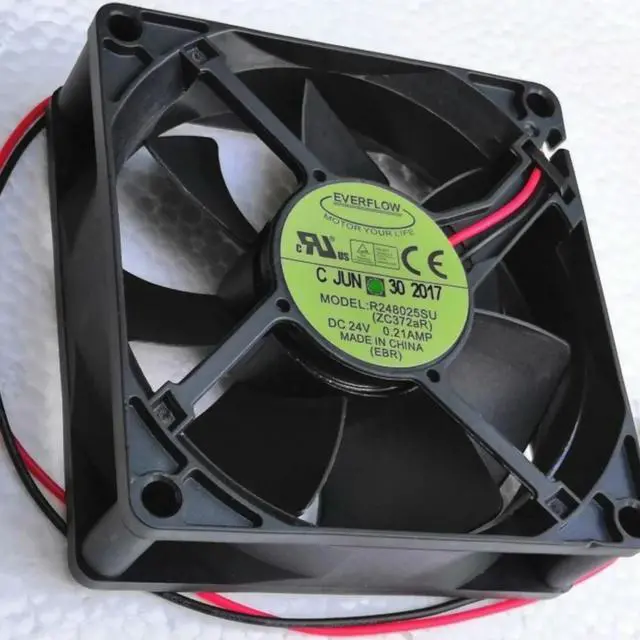 Alt view image 3 of 3 - 80mm 24V Axial Case Cooling Fan for Everflow R248025SU Hydraulic Bearing Server, Industrial Equipment