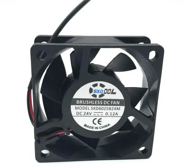 Main image of SXD6025B24M 60x60x25mm Dual Ball DC 24V 0.12A 2P 5000RPM 25.4CFM Axial Case Cooling Fan - High Airflow for Reliable