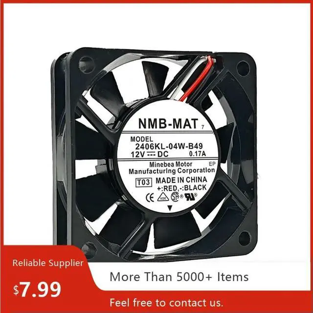 Main image of for 2406KL-04W-B49 6015 Fan - 12V 0.17A, Dual Ball Bearing 60x60x15mm 4500RPM Axial Fan