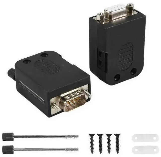 Main image of DB9 Solderless Connector RS232 D-SUB Serial To 9-Pin Port Terminal Male Female Adapter With Case (1Pcs-Male+1Pcs-Female)