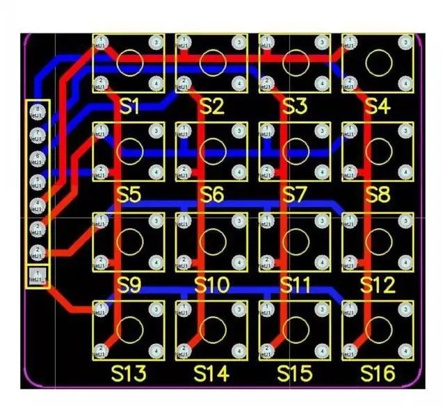 Alt view image 3 of 3 - 4x4 Matrix 16 Keypad Keyboard Module 16 Button Mcu for