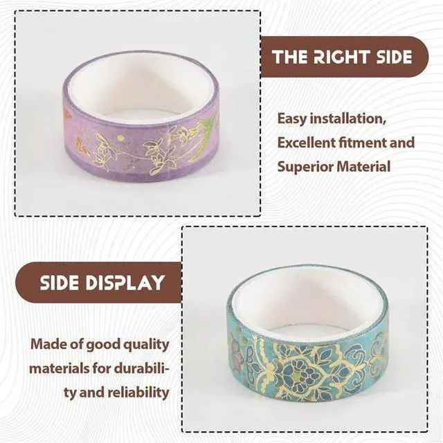 Alt view image 2 of 6 - Gold Foil Flower Washi Tape Set Botanical Washi Tape Gold For Journal, Arts And DIY Crafts