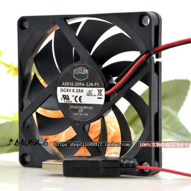 Alt view image 3 of 3 - A8010-20RA-2JN-F1 For 8010 DC 5V 0.25a 8cm Ultra-Thin Mute Cooling Fan