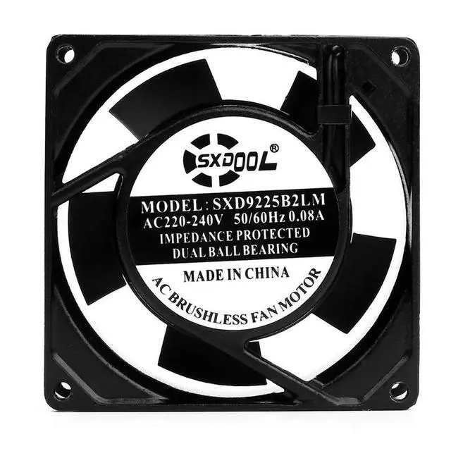 Alt view image 2 of 3 - Exhaust 220V Fan l Frame 9225 Fan 220V 9CM 90*90*25MM=92*92*25mm SXD9225B2LM Dual Ball Bearing AC Cooling Fan