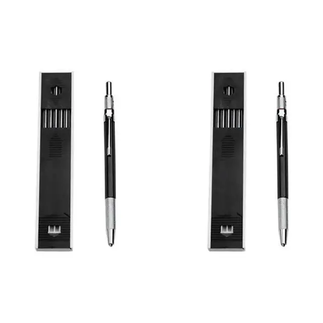 Alt view image 4 of 6 - 2Pcs 2.0Mm Mechanical Pencil Lead Pencil For Draft Drawing Carpenter Crafting Art Sketching With 24 Pcs Refill - Black