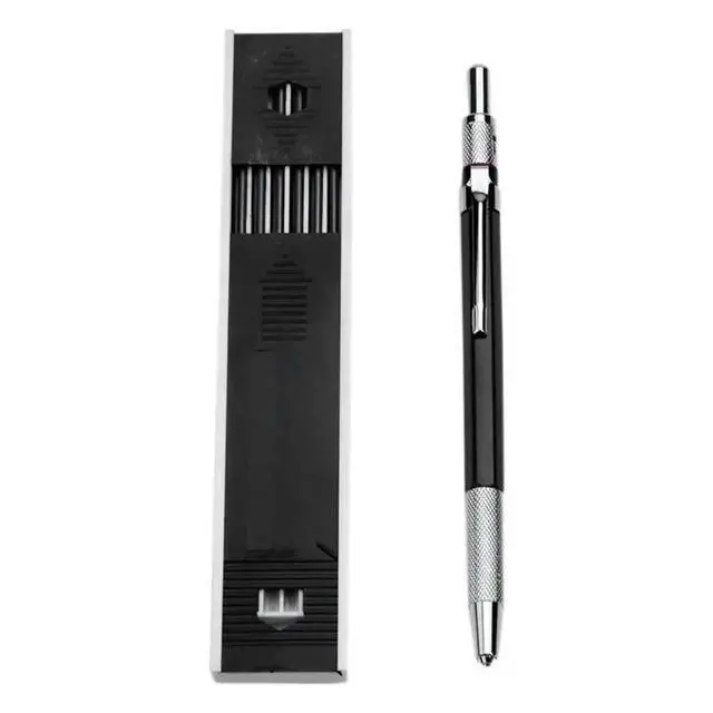 Alt view image 6 of 6 - 2Pcs 2.0Mm Mechanical Pencil Lead Pencil For Draft Drawing Carpenter Crafting Art Sketching With 24 Pcs Refill - Black