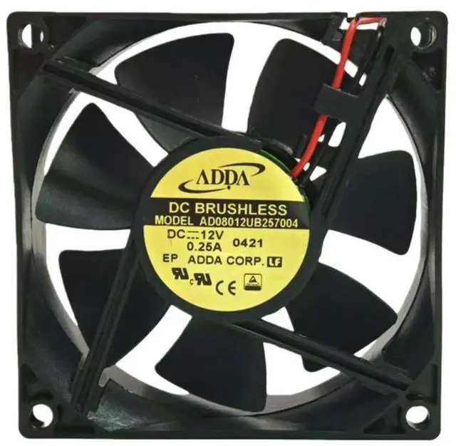 Alt view image 2 of 3 - for ADDA AD08012UB257004 80mm 12V Ball Bearing Cooling Fan 8025 | 4500RPM 43CFM High Airflow 2-Wire