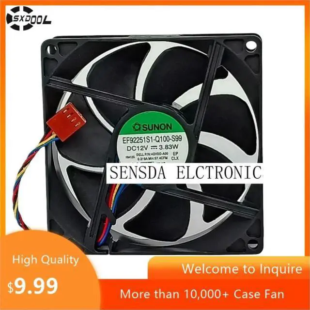 Alt view image 2 of 3 - EF92251S1-Q100-S99 92mm Fan for PWM CPU Cooling 775 Architecture, 12V, 3.83W Hydraulic Bearings