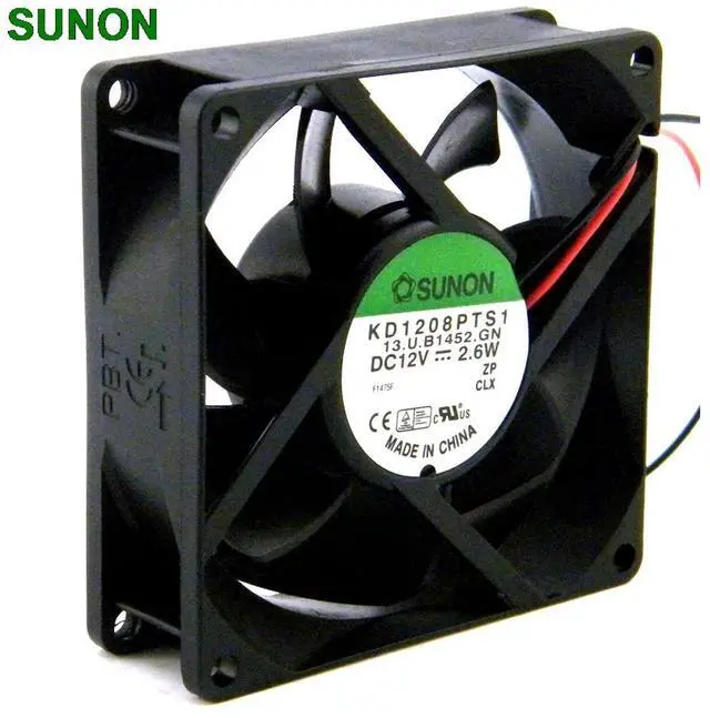 Main image of For 12V 2.6W KD1208PTS1 12V 2.6W 2Wire Cooling fan 8cm 8025 80x80x25mm 8cm 37CFM