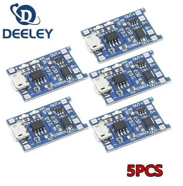 Main image of 5 pcs Micro USB 5V 1A TP4056 Lithium Charger Module Charging Board With Protection Dual Functions 1A Li-ion