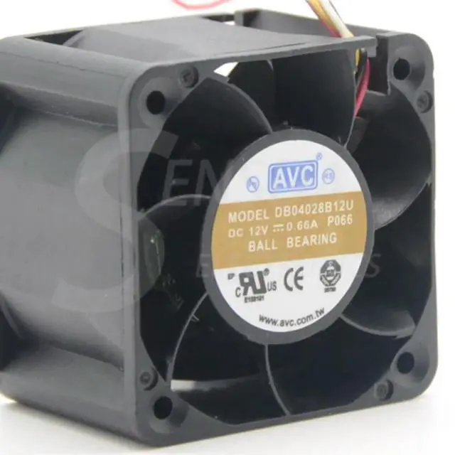 Alt view image 2 of 3 - For AVC DB04028B12U P066 DC 12V 0.66A Cooling Fan For Server Square Fan 40x40x28mm 40mm 4-Wire