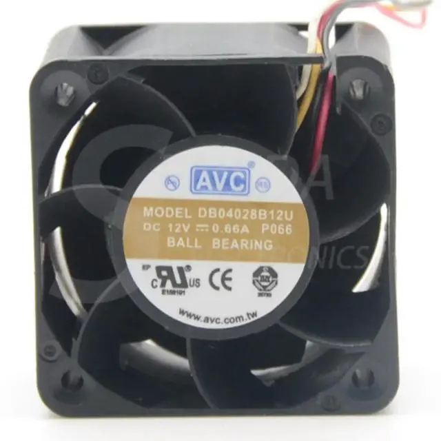 Alt view image 3 of 3 - For AVC DB04028B12U P066 DC 12V 0.66A Cooling Fan For Server Square Fan 40x40x28mm 40mm 4-Wire