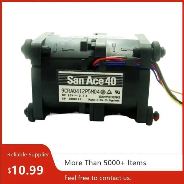 Main image of Powerful 40mm 12V PWM Server Fan: Sanyo 9CRA0412P5JM04 (0.7A, 4-Pin with Temperature Control) Industrial Cooling
