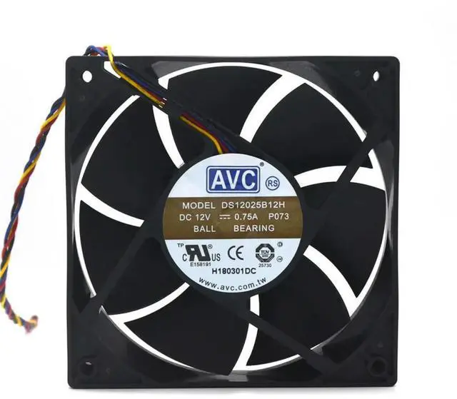 Main image of PWM Fan For AVC DS12025B12H 120X120X25mm DC 12V 0.75A 2 Ball Bearing Fan High Speed CFM Airflow Axial Cooling 12cm