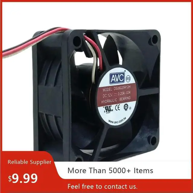 Alt view image 2 of 3 - 6cm Axial Fan for AVC DS06025R12H 60mm X 25mm DC 12V Cooling with Tach Speed Sensor CPU, Cabinet & Power Supply