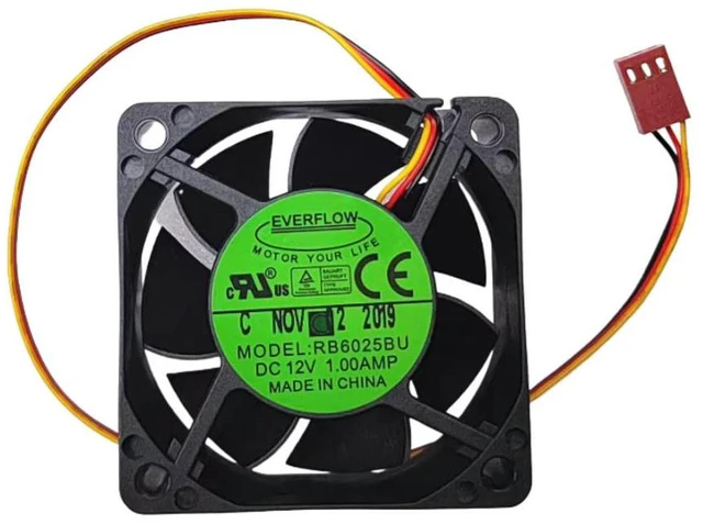 Alt view image 2 of 3 - for EVERFLOW RB6025BU 6025 6CM DC 12V 1.0A Dual Ball Bearing High-Speed Cooling Fan
