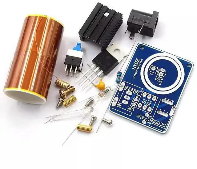 Main image of BD243 Mini Tesla Coil Kit Magic Props DIY Parts Empty Lights Technology Diy Electronics BD243C