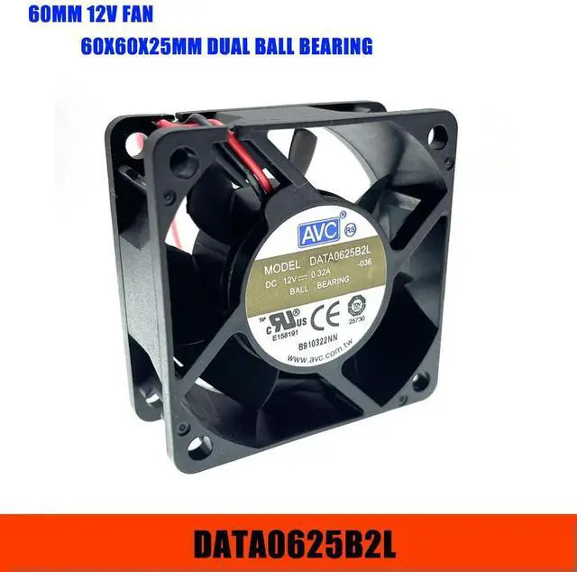 Alt view image 2 of 3 - DATA0625B2L 60mm 60X60X25mm DC 12V Cooling Fan,for AVC Dual Ball Bearing 12000RPM Server Inverter