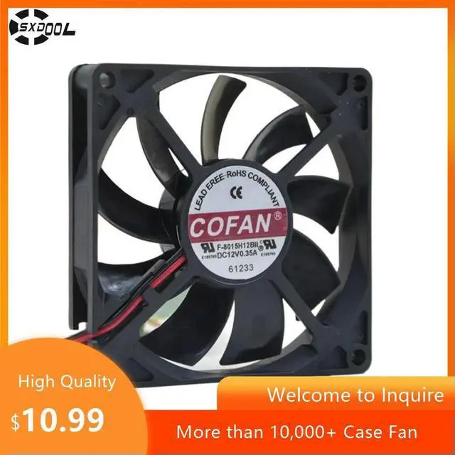 Main image of COFAN Ultra-Thin 80mm Cooling Fan F-8015H12BII, 12V, 0.35A, 35.2 CFM, Large Air Volume, 4500 RPM