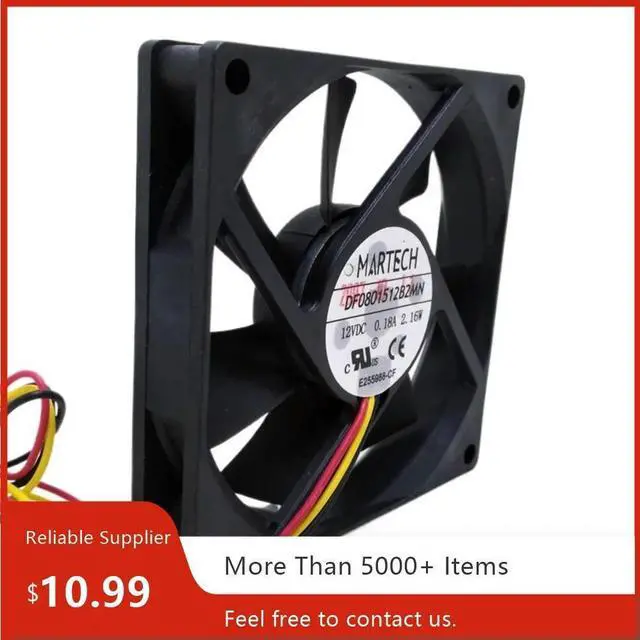 Alt view image 2 of 3 - 12V DF0801512B2MN 80mm Fan for Computer CPU & Cabinet Cooling, 3-Wire Power Supply