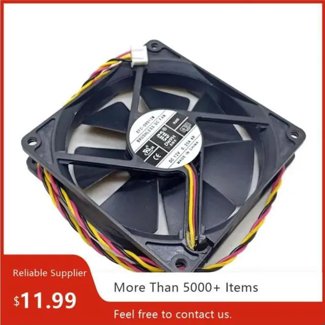 Alt view image 2 of 3 - EFC-09D12M 90mm RD Alarm Cooling Fan DC 12V, 0.20A, 3P Interface for PSU Power Supply, Server, Inverter