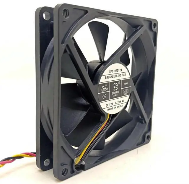 Alt view image 3 of 3 - EFC-09D12M 90mm RD Alarm Cooling Fan DC 12V, 0.20A, 3P Interface for PSU Power Supply, Server, Inverter
