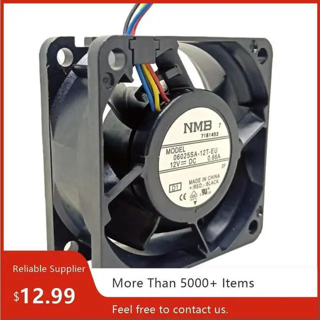 Main image of 60mm 12V High-Speed PWM Cooling Fan 06025SA-12T-EU, Precision Double Ball Bearing, 7000RPM, 0.66A for CPU & Chassis Cooling
