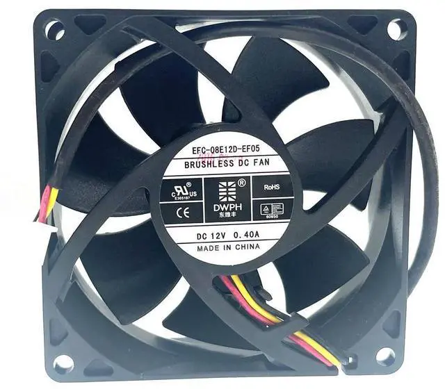 Alt view image 2 of 3 - DWPH EFC-08E12D-EF05 8cm 80mm DC 12V 0.40A 80*25mm Three-wire Elevator Inverter Cooling Fan Dual Ball Bearing
