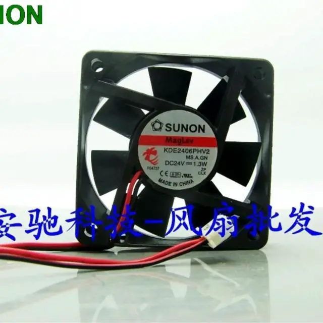 Alt view image 2 of 3 - 2pcs For KDE2406PHV2 6015 60mm DC 24V 1.3W maglev 60X60X15mm IPC axial cooling fans