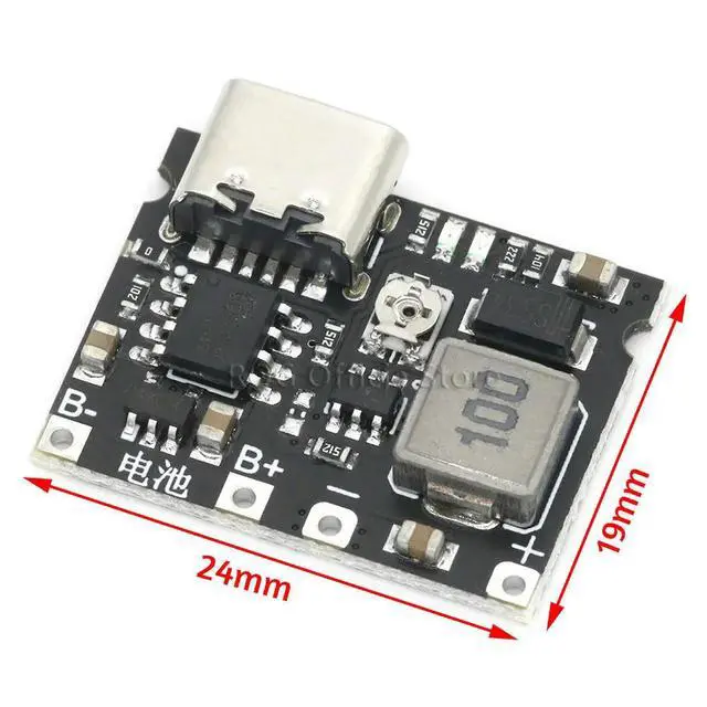 Alt view image 3 of 3 - Lithium Li-ion 3.7V 4.2V Charger Board DC-DC Step Up Boost Module USB Type-C 2A Lithium Fast Charge Module