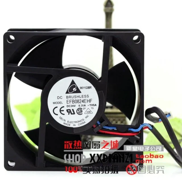 Alt view image 2 of 3 - EFB0824EHF 8032 8cm 80mm DC 24V 0.35A 3 Wire Double Ball Bearing Inverter Cooling Fan