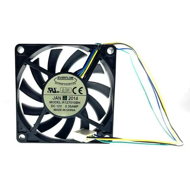 Alt view image 2 of 3 - R127010BH Everflow 70mm 7cm 10mm Slim Dual Ball Bearing 70X70X10mm 0.35A 4200RPM 25CFM 40dBA 4P 4-Pin PWM Cooling Fans