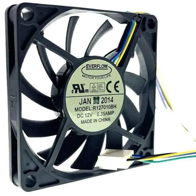 Main image of R127010BH Everflow 70mm 7cm 10mm Slim Dual Ball Bearing 70X70X10mm 0.35A 4200RPM 25CFM 40dBA 4P 4-Pin PWM Cooling Fans