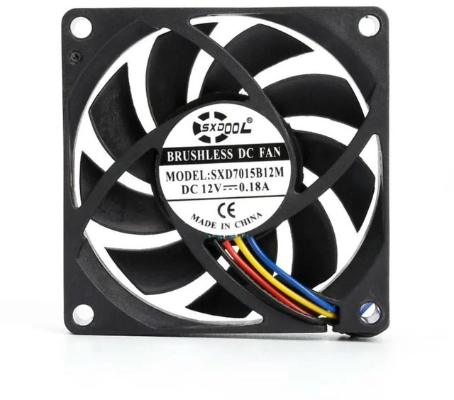 Main image of 2pcs 70mm Fan SXD7015B12M PWM Cooling Fan, 12V, 0.18A, 3000RPM, 24.5CFM, Dual Ball Bearing, 4-Pin, CPU