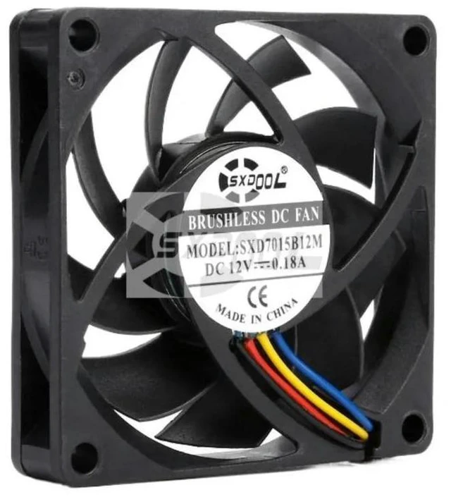Alt view image 2 of 3 - 2pcs 70mm Fan SXD7015B12M PWM Cooling Fan, 12V, 0.18A, 3000RPM, 24.5CFM, Dual Ball Bearing, 4-Pin, CPU