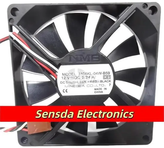 Alt view image 2 of 2 - 80mm 12V Cooling Fan for 3106KL-04W-B39 8015 x 15mm DC 0.16A 3-Wire Dual Ball Server & Inverter