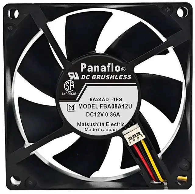 Main image of FBA08A12U 80x80x25mm Dual Ball Bearing Cooling Fan - 12V 0.36A 4800RPM High Airflow 68CFM (44dB, 4-Pin PWM, 8025 Size, PC/Server