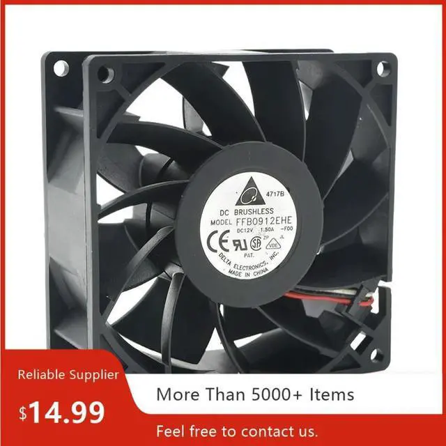 Main image of 92mm X 38mm High Speed Fan For DELTA FFB0912EHE 9038 12V 1.5A Airflow Dual Ball Bearing PC/Server
