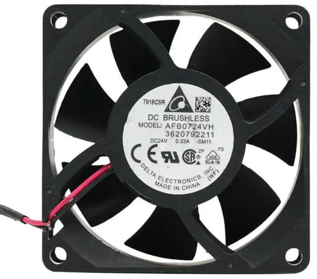 Main image of For Delta AFB0724VH 70x70x25mm 24V 0.33A Dual Ball Bearing Industrial Cooling Fan 5500RPM 52CFM Inverter Cooling