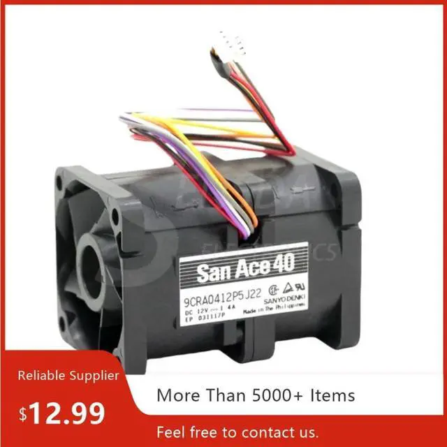 Main image of 40mm High Speed Fan For Sanyo 9CRA0412P5J22 40x40x56mm DC 12V 1.4A Server Cooling Fan 31.8CFM 570Pa