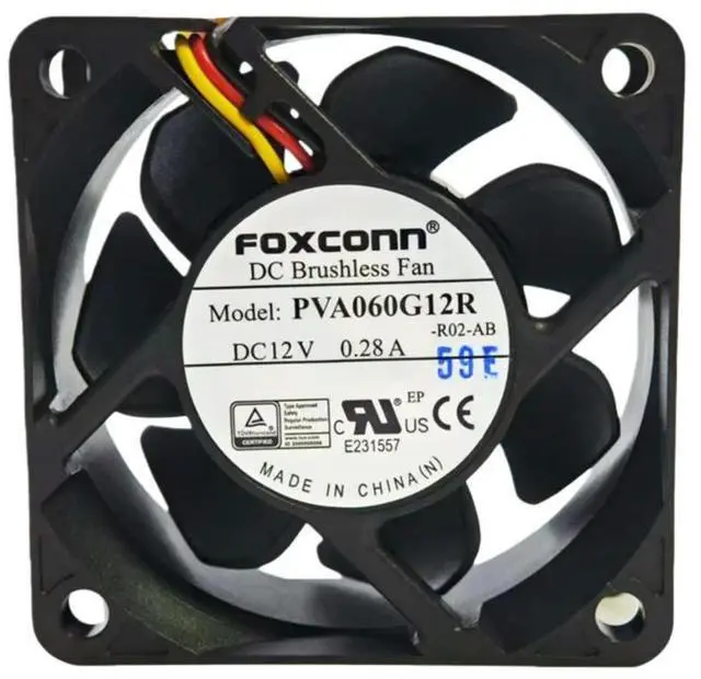 Alt view image 2 of 3 - for PVA060G12R 60x60x25mm DC 12V 6025 Cooling Fan, 3-Wire for Power Supply, PC Case, Server, Electronics