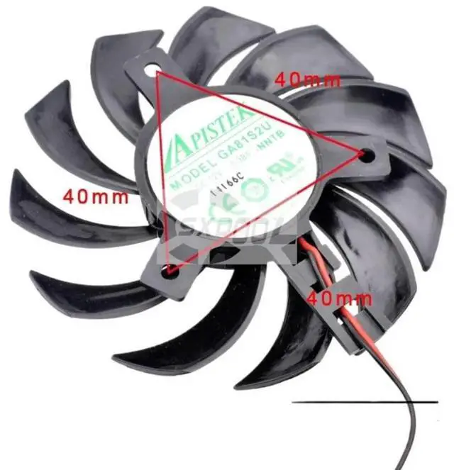 Alt view image 2 of 3 - Graphics Card Fan for GT430 GT440 GT630 GA81S2U-NNTB 75mm DC12V 0.38A Cooling